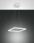 Preview: Elegante quadratische Bard LED-Pendelleuchte Weiss 42x42cm Fabas Luce