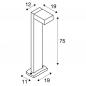 Preview: SLV 232294 QUADRASYL Eckige 75cm hohe Wegeleuchte in silbergrau IP44