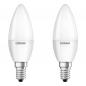 Preview: 2er Pack OSRAM E14 LED Base Classic Lampen Kerzenform matt 4,9W wie 40W warmweißes Licht