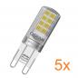 Preview: 5er Pack OSRAM LED Base PIN G9 Lampe 2,6W wie 30W 2700K warmweißes Licht