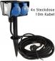 Preview: ChiliTec Gartensteckdose mit Erdspieß, 4-fach IP44, 10m Kabel