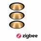 Preview: 3er Set Einbauleuchten Cole Coin Paulmann 5142 incl ZigBee Cephei Controller Schwarz Gold
