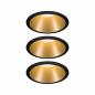 Preview: 3er Set Einbauleuchten Cole Coin Paulmann 5142 incl ZigBee Cephei Controller Schwarz Gold