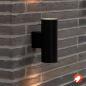 Preview: Puristische Außenwandleuchte TIN Maxi up&down schwarz, moderne Fassadenlampe