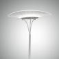 Preview: Vela Deckenfluter mit sanft geschungenem ovalen Acrylschirm dimmbar in Weiß von Fabas Luce