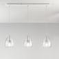 Preview: Britton 3-flammige Pendelleuchte aus klarem Glas mit Gitter-Inlay von Fabas Luce