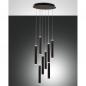 Preview: Prado 8-flammige LED Pendelleuchte im Röhrenstil mit Ober- und Unterlicht in Schwarz dimmbar von Fabas Luce