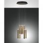Preview: Prado 8-flammige LED Pendelleuchte im Röhrenstil mit Ober- und Unterlicht in Gold dimmbar von Fabas Luce