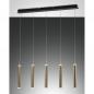 Preview: Prado 5-flammige LED Pendelleuchte im Röhrenstil mit Ober- und Unterlicht in Messing dimmbar von Fabas Luce