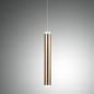 Preview: Prado 5-flammige LED Pendelleuchte im Röhrenstil mit Ober- und Unterlicht in Messing dimmbar von Fabas Luce