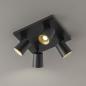 Preview: Modo 4-flammiger schwenkbarer Deckenstrahler in Schwarz mit Zierringen in schwarz und gold von Fabas Luce