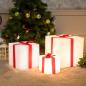 Preview: GIFTY 40 Leuchtwürfel 40x40cm mit Geschenkschleife in weiss RGBW Solar Akku Innen & Außen New Garden