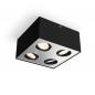 Preview: Aktion: Nur noch angezeigter Bestand verfügbar - 4-flammiger schwenkbarer Philips myLiving Box LED Deckenstrahler mit Warm Glow Funktion in Schwarz