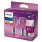 Preview: 2er-Pack E27 PHILIPS LED Tropfenlampe 4.3W wie 40W warmes Licht Filamentlampe