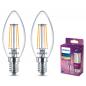 Preview: 2er Sparpack PHILIPS E14 LED Lampen Kerzenform 4.3W wie 40W 2700K warmweißes Licht