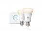 Preview: Starter Set Philips Hue White Ambiance mit 2 x E27 LED Lampen & Bridge 9,5W wie 75W Tunable White