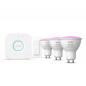 Preview: Philips Hue White & Color Ambiance Starter Set mit 3 x GU10 RGBW Lampen 4,2W wie 35W & Bridge &  Dimmschalter