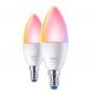 Preview: 2er Pack WIZ E14 Smarte LED Kerzenlampe RGBW 4,9W wie 40W WLAN/Wi-Fi Tunable White & Color