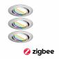 Preview: Paulmann 92467 LED Einbauleuchte Smart Home Zigbee Base Coin Basisset schwenkbar rund 90mm 20° dimmbar RGBW+ Eisen gebürstet