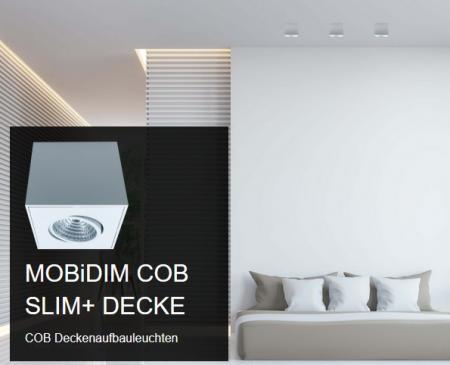 Dimm- und schwenkbarer LED Deckenstrahler COB SLIM+ Q  in Weiß Mobilux