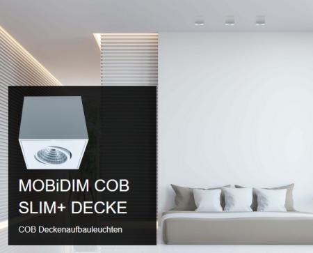 Schwenkbarer Würfelförmiger LED Deckenstrahler COB SLIM+ Q DIM-to-WARM Alu gebürstet  Mobilux