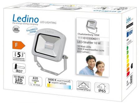 Ledino LED-Strahler Charlottenburg Fluter 10SW, 10W, 3000K, silber warmweiss