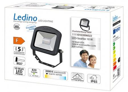 Ledino LED-Strahler 10W Charlottenburg 10BW, 3000K, schwarz