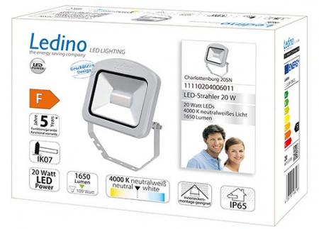 Ledino LED-Strahler Charlottenburg Fluter 20SN, 20W, 4000K, silber neutralweiss