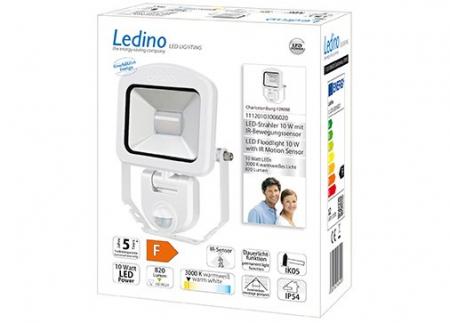 Ledino LED-Strahler mit Sensor PIR Fluter Charlottenburg 10BWI, 10W, 3000K, weiß warmweisses Licht