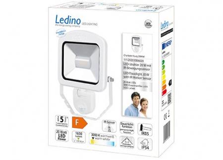 Ledino LED-Strahler mit Sensor PIR Fluter Charlottenburg 20SWI, 20W, 3000K, weiss warmweiss