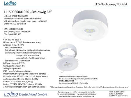 Ledino LED-Notleuchte 6 W Schleswig EA, Ein-/Aufbau,IP65