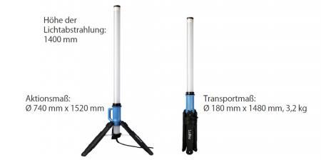 140cm Ledino LED-Strahlersäule / Baustrahler 360°-Rundumlicht für optimale Ausleuchtung, IP69K, besonders schlagfest 6500K