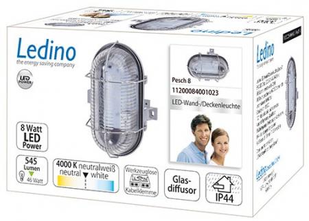 Ledino Pesch 8 Wand-/Deckenleuchte IP44 neutralweiß 4000 K