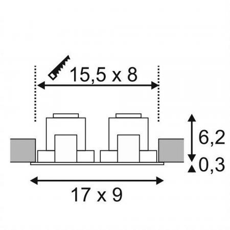 SLV 113891 NEW TRIA II LED DL SQUARE Set, mattweiss, warmweißes Licht schwenkbar, 2700K, inkl. Treiber, Clipfed.