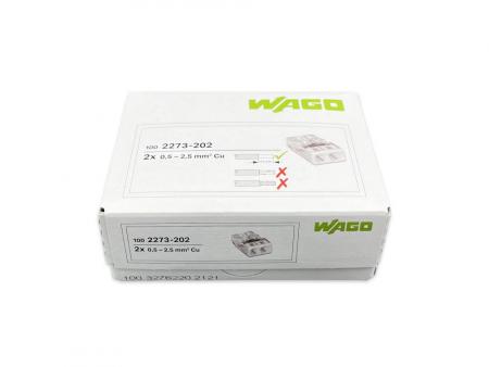100 x Wago 2273-202 Verbindungsklemme transparent für alle Leiterarten 2-Leiter bis 0,5-2,5qmm