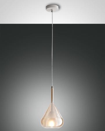 Italian Design Mediterrane Pendelleuchte aus Borsilicatglas in Amber von Fabas Luce