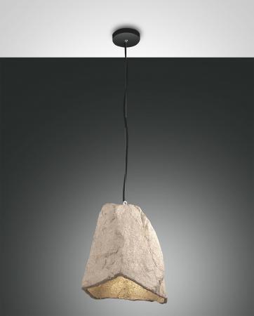 Graue Pendelleuchte Rock dimmbar mit ausdrucksstarkem Betonschirm von Fabas Luce