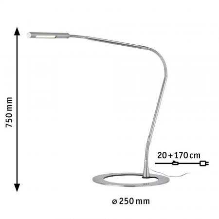 Plaza Schreibtischleuchte mit Flexarm gebürstetes Metall LED Paulmann 74995