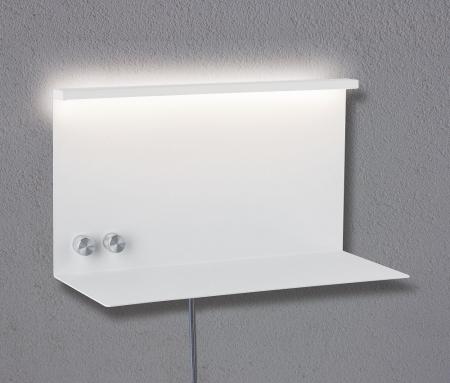 Jarina LED-Wandleuchte mit Ablage und USB-Anschluß Weiß auch als Nachttischlampe Paulmann 78919