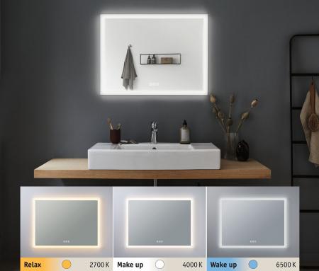 Paulmann 93013 WallCeiling HomeSpa Mirra LED Wandspiegel eckig IP44 800x600mm Chrom mitt Antibeschlag Heizfunktion