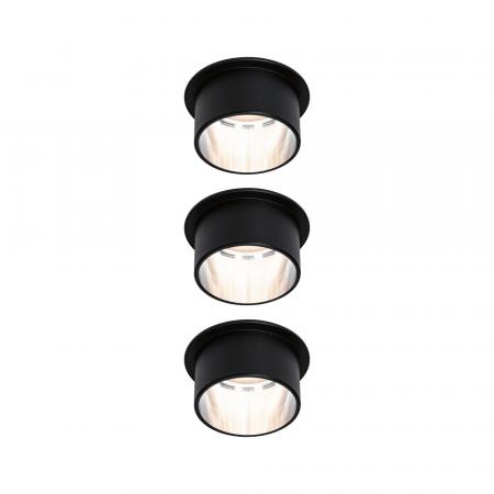 3-Step Dimmbare Paulmann LED-Einbauleuchten im 3er Set Gil Coin starr 2700K schwarz matt/eisen Alu 93383