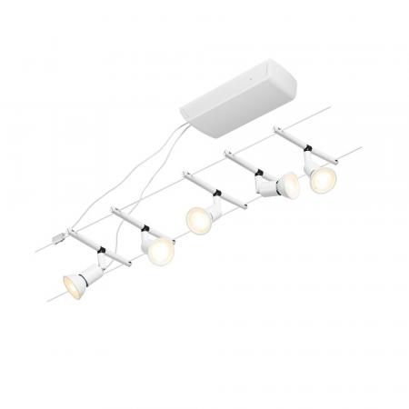 Paulmann LED-Seilsystem Salt 5-flammig GU5,3 Weiß matt Chrom12V Decken- und Wandbeleuchtung 94458