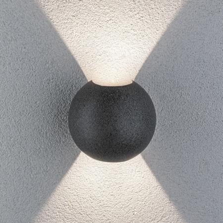 Kugelförmige Up and Down LED-Beton Außenwandleuchte Concrea von Paulmann IP44 3000K 94499