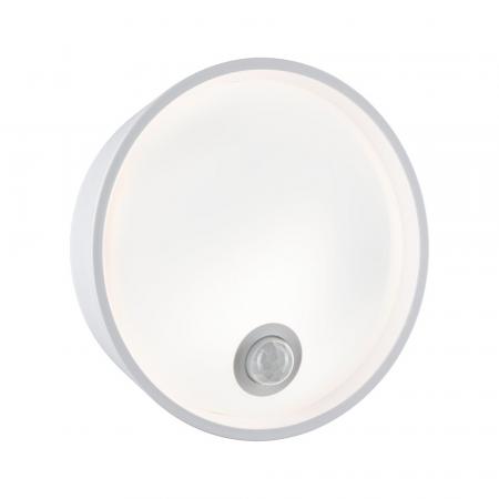 Paulmann 94699 LED Außenwandleuchte Platomo Bewegungsmelder seewasserresistent Spritzwasser geschützt rund 180mm warmweiß 14,5W Weiß Kunststoff