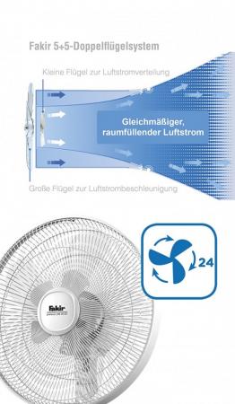 Fakir Standventilator Premium VC 60 DC in Weiß 24-Stufen, Timer, höhenverstellbar, Fernbedienung, Oszillierend