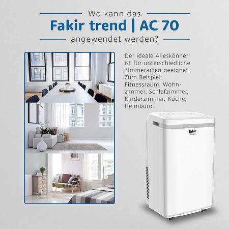 Fakir Trend AC 70, Mobile Klimaanlage mit Entlüftungsfunktion, Belüftung, Fernbedienung, 3 Windmodi, für Räume bis zu 60 m³