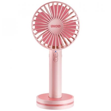 UNOLD Cooler Handventilator Breezy in rosa-pink 3 Stufen, Akku, USB-Anschluß