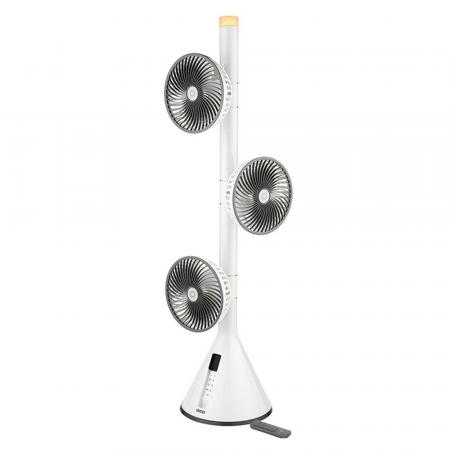 UNOLD STANDVENTILATOR 360° in Weiß mit 3 Ventilatoren und Fernbedienung