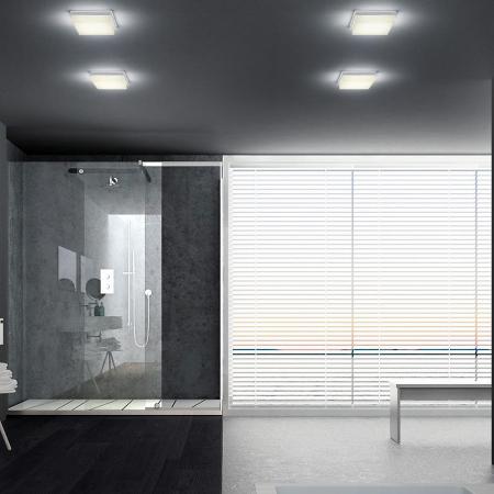 Quadratische Helestra COSI LED Glas Deckenleuchte Chrom 10x10cm