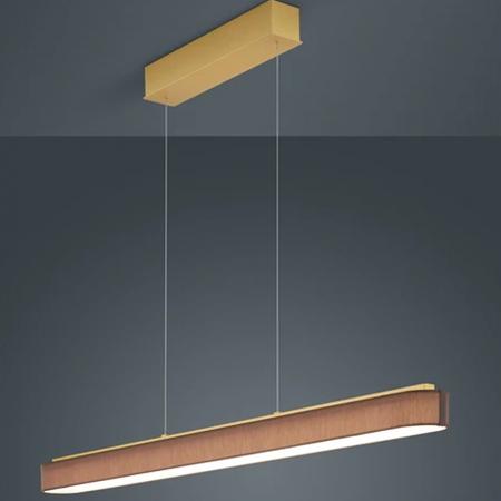 120cm Helestra BOKI LED Pendelleuchte mattmessing moccafrabener Stoffschirm & EASY-LIFT Höhenverstellung